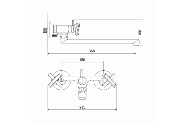 Смеситель для ванны и раковины MIXLINE ML38-02 Graphite (Латунь,Длина излива 36см,Кран-букса 1/2")