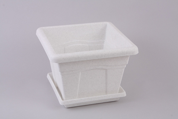 Горшок для цветов КВАДРО с поддоном 280x280x204мм 8,1л мрамор С164М (1/12)