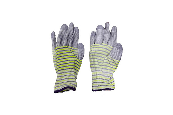 Перчатки нейлоновые ЛЮКС серия ПОЛОСКА МИКС / 12