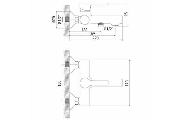 Смеситель для ванны 35k MIXLINE ML23-01 Round Black (Латунь,Длина излива18см,Картридж 35мм,ЧЕРНЫЙ)