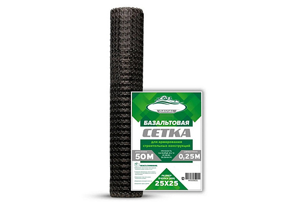 Сетка базальтовая ALLIGATOR Gavial (размер ячейки 25х25мм, 0,25м.х50м, 50/50кН)