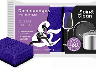 Губки для посуды Rock'n'Roll, крупнопористые, серия Clean Expert, 5шт (616)