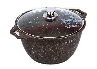 Кастрюля литой алюминий г.Кукмор кофейный мрамор 4,0л (кмк42а)