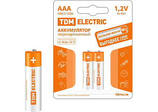 Аккумулятор TDM AAA-1000 mAh Ni-MH BP-2 (1702-0075)