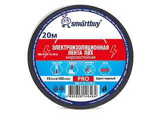 Изолента SMARTBUY Pro, 0.15х15мм, 20м Черная (SBE-IT-15-15-20-b)