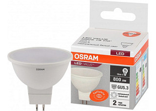 Лампа светодиодная OSRAM LED GU5.3 10Вт 4000К 800Лм спот 220В (замена 75Вт) (903)
