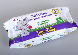 Салфетки влажные Tilly-Dilly детские алое 72шт (175)