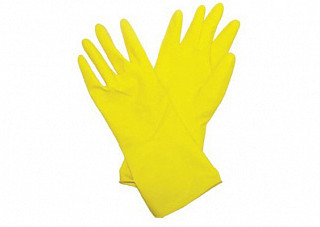 Перчатки хозяйственные латексные "Для деликатной уборки"с х/б напылением M желтые DGL017L Komfi/240