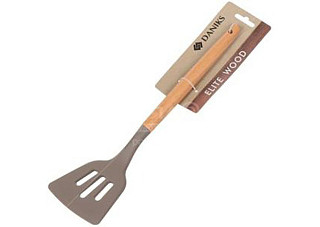 Лопатка кулинарная силикон, с прорезями, навеска, Daniks, Elite Wood, CL04532BC14 (477389)