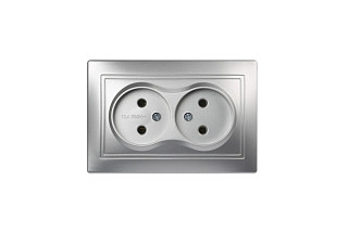 Розетка SMARTBUY Венера двойная 1-местная б/з 10А, серебро (SBE-01s-10-S2-N-c) (331)