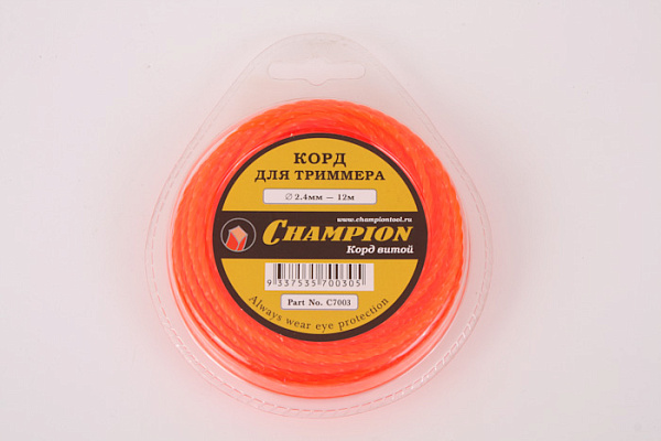 Леска CHAMPION витой квадрат 2,4мм х 12м (С7003)
