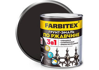 Грунт-эмаль по ржавчине 3 в1 FARBITEX черный (1,8 кг) 
