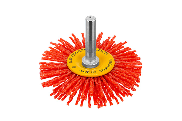Щетка для дрели DENZEL 65 мм, Плоская, со шпилькой, нейлоновая щетина 74433 (10/200)