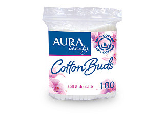 Ватные палочки AURA BEAUTY(АУРА Бьюти) пакет 100шт (1646/3190/58821/797)