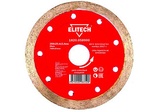 Диск алмазный сплошной ELITECH ф200х25,4х2,4мм, д\плиткореза 1820.058900