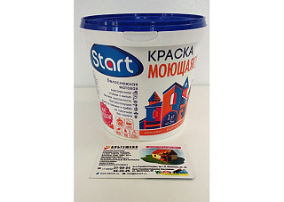 Краска СТАРТ ВЛАГОСТОЙКАЯ белоснежная (1,0кг)