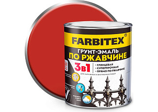 Грунт-эмаль по ржавчине 3в1 красный (1,8 кг) FARBITEX