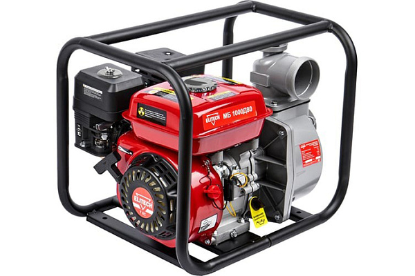 Мотопомпа ELITECH МБ 1000 Д80 (7л.с, 1000л/мин, выс 27м, гл 8м, 80мм, чист/вода, 30кг (E0105.002.00)