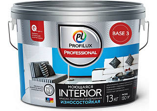 Краска ВД ProfiluxProfessional INTERIOR моющаяся, лaтексная для стен и потолков, белая (13,0кг)