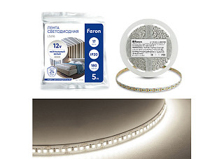 Лента светодиодная FERON 180SMD(2835)/м 17Вт/м 12V 6500К, 5м, LS616 41280 (122)