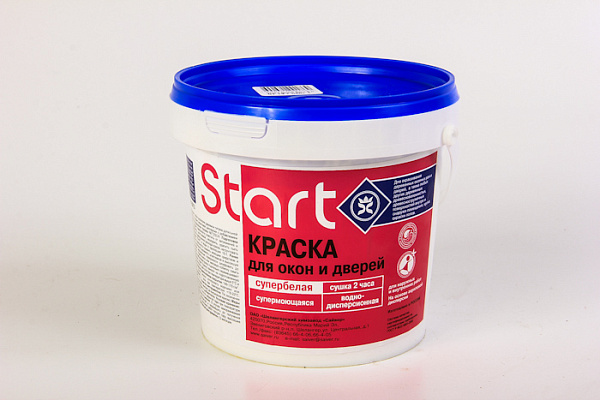 Краска акриловая СТАРТ для окон и дверей супербелая (1,0кг)