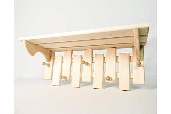 Полка-вешалка под шапки оригинальная 5 крючков с естественным рисунком