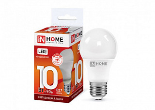 Лампа светодиодная IN HOME LED-A60-VC 10Вт 230В Е27 6500К 950Лм (228)