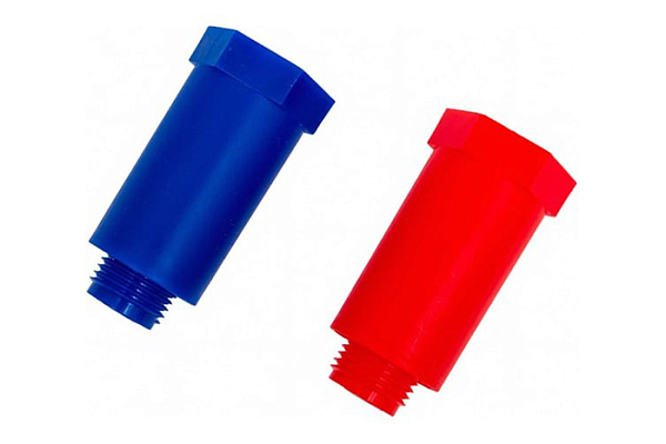 Заглушка цветная удлиненная 1/2'' (компл. 2 шт.) (синяя/красная)