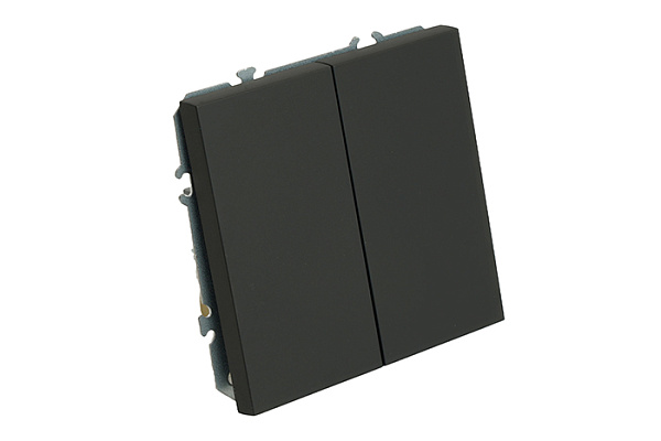 Переключатель Feron 2-клавишный (механизм) 250В 10А  Эмили RSW10-5107-05 черный уголь 49843