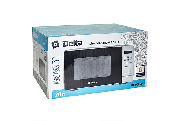 Микроволновая печь DELTA DL-90L20 белый: 700 Вт, 20 л, LED-дисплей, 6 автопрограмм