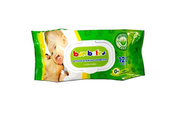 Салфетки влажные BAMBOLINA алоэ-вера 120шт