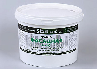 Краска ВД START PREMIUM для фасадов прозрачная база С (9,0кг)