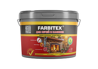 Краска акриловая для печей и каминов термостойкая белый (3.0 кг) FARBITEX