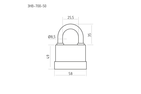 Замок навесной всепогодный ЗНВ-700-50 (58мм) (3кл.) (205)/6