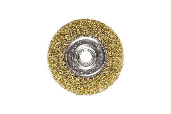 Щетка для УШМ MATRIX 100 мм, посадка 22,2 мм, плоская, латунированная витая проволока 74648 (1/100)