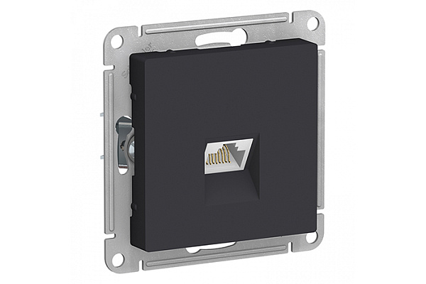 Розетка ATLASDESIGN компьютерная RJ45 механизм карбон (ATN001083) (825)