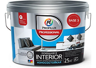 Краска ВД ProfiluxProfessional INTERIOR моющаяся, латексная для стен и потолков, база 3 (2,5кг)