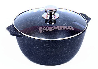 Кастрюля литой алюминий г.Кукмор Мечта Гранит black 6,0л (46802) 
