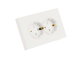 Розетка Feron 2-м. с защит. шт. с/з 250В 16А Эмили RST16-5114-01 белый фарфор 49882