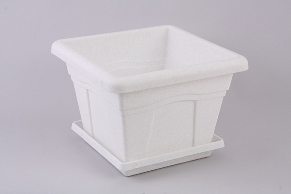 Горшок для цветов КВАДРО с поддоном 320x320x234мм 12,2л мрамор С165М (1/8)