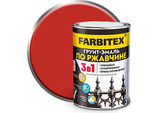 Грунт-эмаль по ржавчине 3в1 красный (0,8 кг) FARBITEX