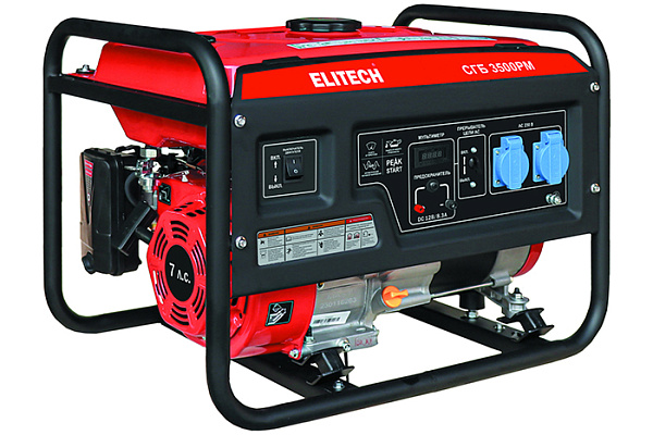 Бензогенератор ELITECH СГБ 3500 РМ (3 кВт, бак 15л, 45.5кг, ручной старт)