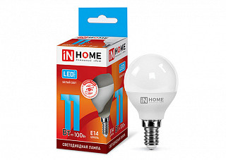 Лампа светодиодная IN HOME LED-ШАР-VC 11Вт 230В Е14 4000К 1050Лм (594)
