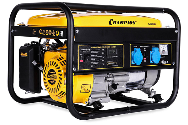 Генератор CHAMPION GG2801 (2,8/3,0 кВт OHV 7лс 15л 39 кг), CHAMPION, КИТАЙ, GG2801