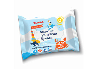 Туалетная бумага влажная ЛАЙМА Kids детская, БИОРАЗЛАГАЕМАЯ, смываемая, 42шт (115223) (230)