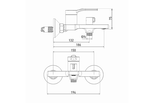 Смеситель для ванны 35k MIXLINE ML40-01 Flat (Латунь, Картридж 35мм)