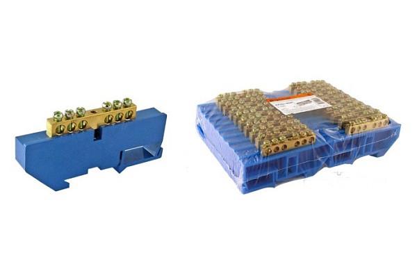 Шина "N" нулевая с изолятором на DIN-рейку 6x9мм стойка бол. 6 групп TDM (0801-0026)