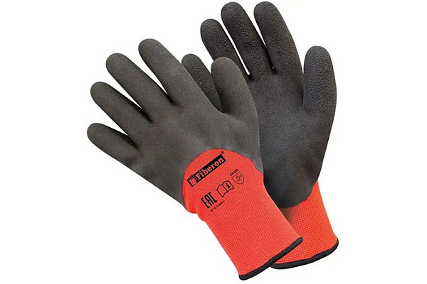Перчатки акрил с полиэстером Fiberon "Двойное утепление", латексное покрытие, 10(XL) (348)