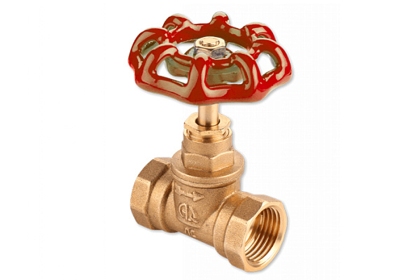 Вентиль запорный латунный ДУ15 (1/2) Г/Г AQUALINK, затвор-фторопласт, 15Б1п (04910) (128/16) 