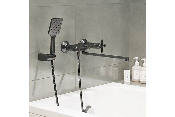 Смеситель для ванны и раковины MIXLINE ML38-02 Graphite (Латунь,Длина излива 36см,Кран-букса 1/2")